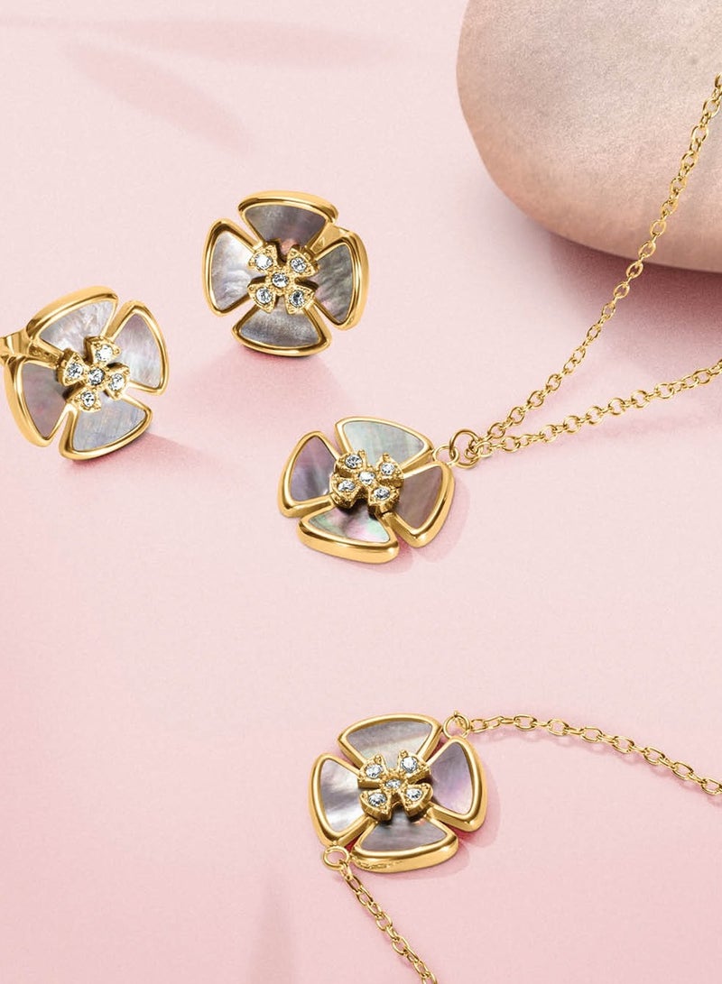 POLICE Orbita Yellow Gold Plated Stainless Steel Pendant Necklace for Women - Image 4